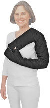 Fingertips to Clavicle Chevron Style Tribute Night Custom Compression Garment Fully covers the fingers, arm, and shoulder cap. Velcro-receptive, foam-padded strap is available in black.
Provides 28-30 mmHg of gradient compression at distal end and 18-20 mmHg at proximal end.