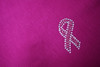 Detail image of Breast Cancer Awareness Ribbon Self Tie Head Scarf in Magenta with Silver and Pink Ribbon by Sparkle my head Scarves 