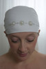 Pearl Medallion Self Tie Head Scarf in white by Sparkle my head scarves 