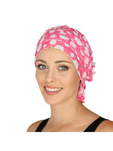 Sharon Chemo Beanie - Hot Pink Polka Dot Ruffle