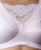 Detail image of Trulife Jessica Cami Style Lace Accent Mastectomy Bra. Colors come  in  White, Nude, Powder Pink, and Black