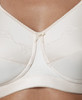 Detail image of Trulife Kate Embroidered M-Frame Soft Cup Mastectomy Bra in White, Nude, and Black colors.
