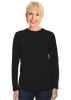  Women's Black Chemo|Port-Accessible Long Sleeve Shirt by Comfy Chemo 