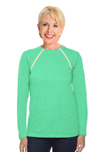 Chemo|Port-Accessible Women's Long Sleeve Shirt by Comfy Chemo in Aqua Green 