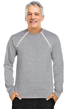 Men's Port-Accessible Long Sleeve Chemo Shirt by Comfy Chemo in Grey 