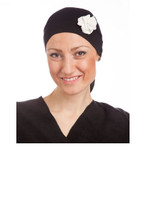 Black Headwrap with Cream Rose by Wrapped in Love