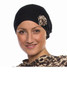 Black Headwrap with Leopard Rose by Wrapped in Love. Choose Hat Only, Poncho Only or Hat & Poncho Set 