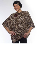 Leopard Print Port Accessible Chemo Poncho Wrapped in Love. Choose Hat Only, Poncho Only or Hat & Poncho Set