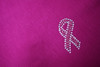 detail image of Breast Cancer Awareness Ribbon Pre-Tied Head Scarf in Magenta with Silver and Pink Ribbon, by sparkle my head scarves.