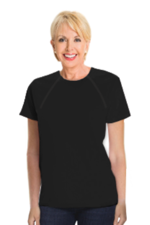 Women's Black Short Sleeve Port-Accessible Chemo Shirt by Comfy Chemo 