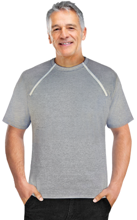 Men's Grey Short Sleeve Port-Accessible Chemo Shirt by Comfy Chemo 