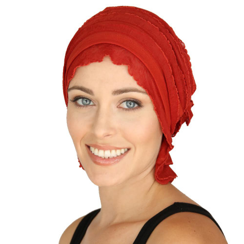 Brooke Chemo Beanie- rust ruffle