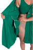 The Recovery Brobe in Green is designed for women undergoing any breast surgery such as mastectomy, reconstruction, breast augmentation or reduction. Inside the robe are pockets on either side to hold post-operative fluid drains. The front velcro closure bra also has pockets built inside to hold ice packs and/or a prosthetic breast.