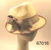 Light Taupe and Brown Fedora with Ribbon by Giovanni 