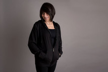 It's My Secret Post Surgical Drain Management Jacket with removable drain pouches - black Long sleeve