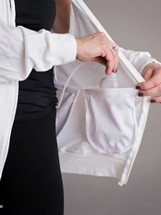 It's My Secret Post Surgical Drain Management Jacket with removable drain pouches - White Long sleeve