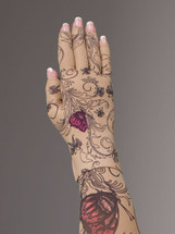 Lymphedivas Compression Glove - Mariposa Beige Pattern