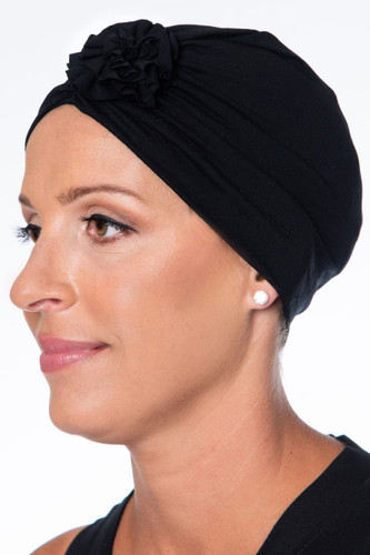 Black Headwrap with Black Rose by Wrapped in Love