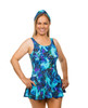 Princess Mastectomy Swimdress by T.H.E. in Electric Ocean print