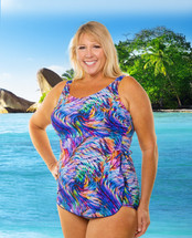 Classic Mastectomy Sarong Sheath in Rainbow Waves in Women's Sizes by T.H.E