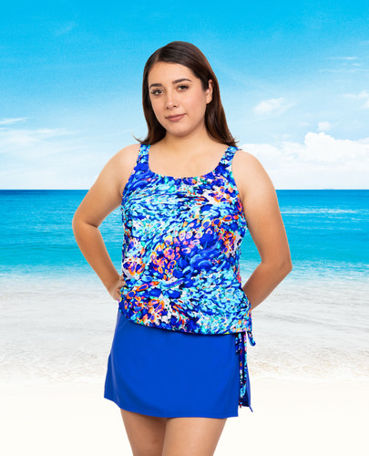 THE Mastectomy Blouson Swim top separate in Mermaids Cove print - mastectomy swimsuit