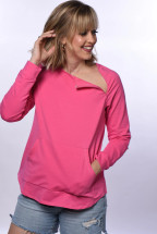 Chemotherapy/Port Accessible Pink Long Sleeve Shirt With Front Pocket