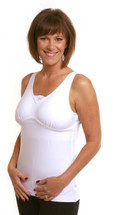 Sideview of  WearEase Dawn Post Surgical Camisole in white, nude, and black