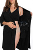 The Recovery Brobe in Black is designed for women undergoing any breast surgery such as mastectomy, reconstruction, breast augmentation or reduction. Inside the robe are pockets on either side to hold post-operative fluid drains. The front velcro closure bra also has pockets built inside to hold ice packs and/or a prosthetic breast.