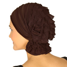 Janice Ruffle by Chemo Beanie - Brown Ruffle