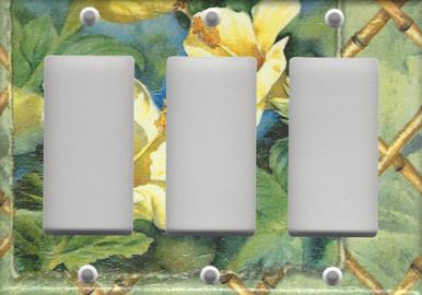 Yellow Hibiscus Flower - Triple GFI/Rocker