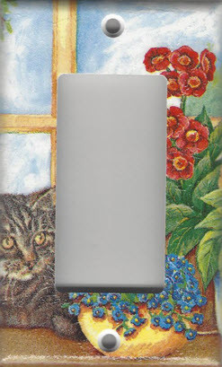 Silver Tabby Cat in the Window - GFI/Rocker
