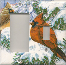 Winter Cardinals - Double Combo GFI/Rocker & Switch