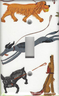 Cartoon Dogs - Greyhound, Boston Terrier - Single Switch