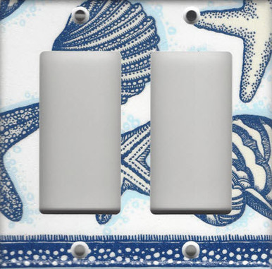 Blue Shells Double GFI/Rocker