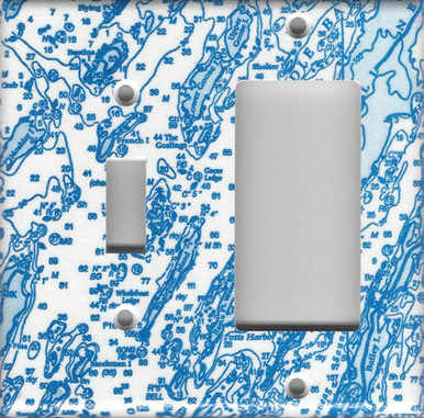 Nautical Chart Double Combo Switch and GFI/Rocker