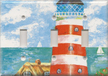 Red & White Striped Lighthouse - Triple Switch