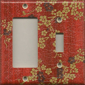 Maroon with Gold & Black Pattern Double Combo GFI/Rocker & Switch