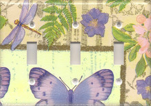 Purple Dragonfly & Butterfly - Triple Switch
