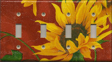Sunflowers - Red - Quadruple Switch