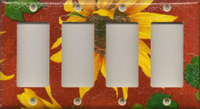 Sunflowers - Red - Quadruple GFI/Rocker