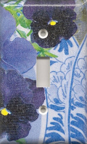 Purple Pansies with Plate - Single Switch