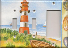 Red Lighthouse with Boats - Triple Combo Switch & Switch & GFI