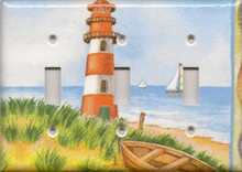 Red Lighthouse with Boats - Triple Switch