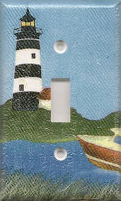 Black Lighthouse with Boat - Single Switch