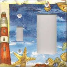 Red Lighthouse with Shells - Double Combo Switch & GFI