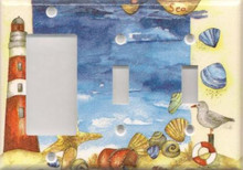 Red Lighthouse with Shells - Triple Combo GFI & Switch & Switch
