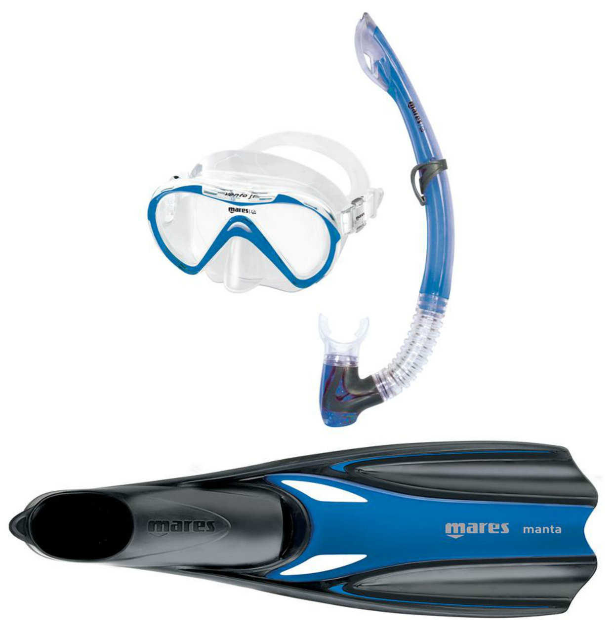Mares Manta Vento Junior Mask, Snorkel & Fins Set. Size & Colour Choice. -  Morecambe Area Divers Limited