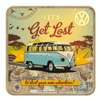 Official VW Camper Van Cork Backed Drinks Coaster - Lets Get Lost