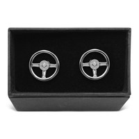 Car Steering Wheel Chrome Cufflinks in gift box