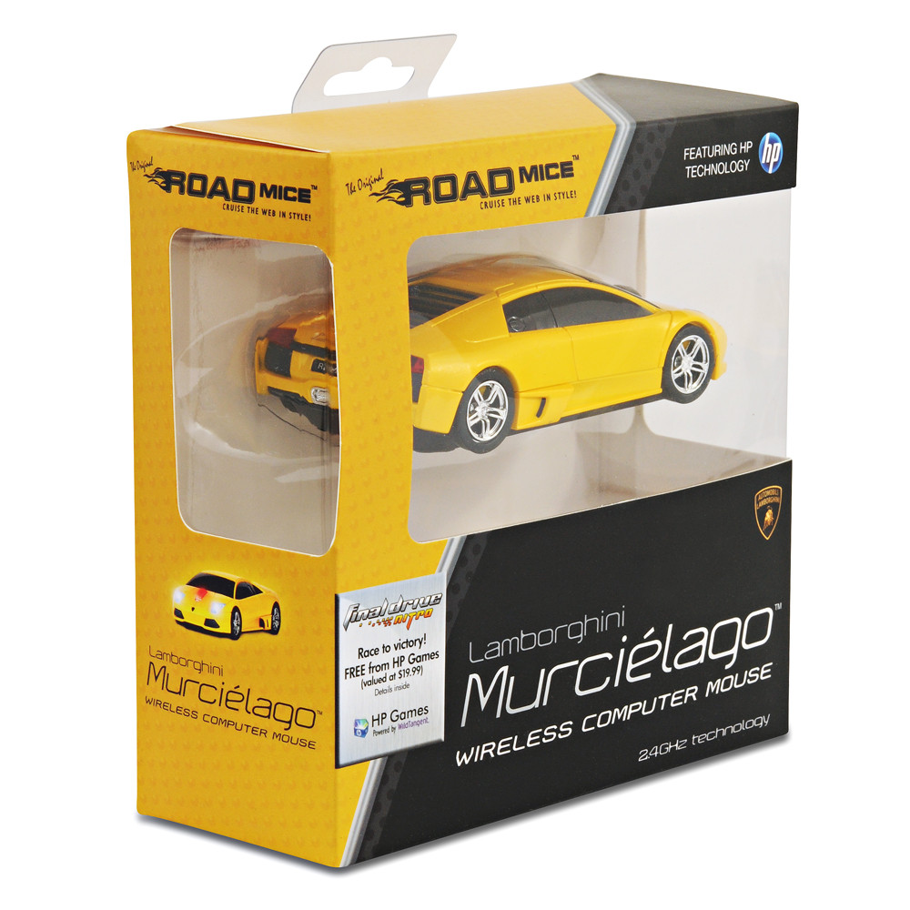 Official Lamborghini Murcielago Car Wireless Computer Mouse Yellow